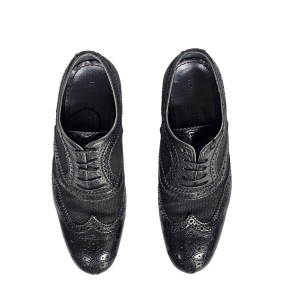 Louis Vuitton Black Brogue Leather Lace Up Oxfords Size 8 main image 4